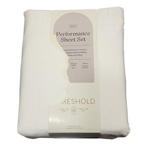 Threshold King Performance Sheet Set 400 Thread Count Sateen White 4pc Cotton